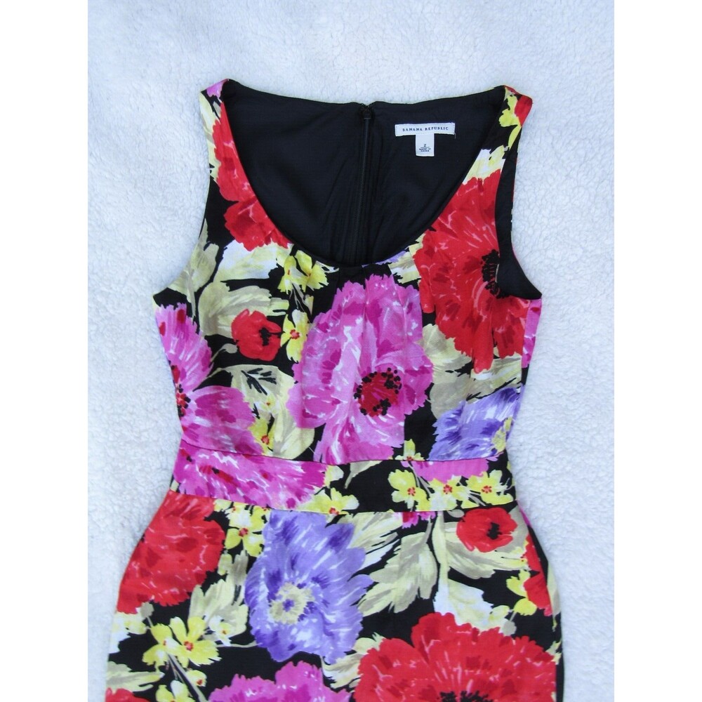 Banana Republic Dress Womens 2 Linen Blend Floral Sleeveless Lined Multicolor - Picture 6 of 16